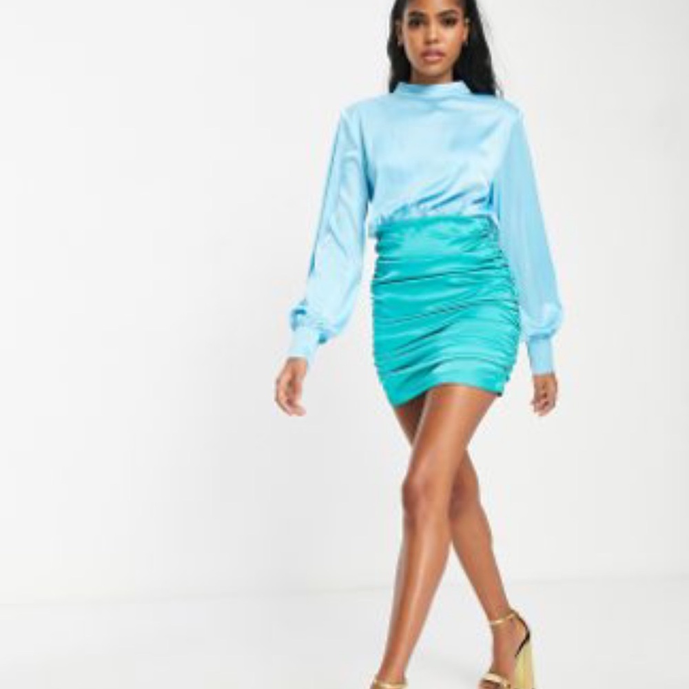 Elegant Blue Long Sleeve Dress